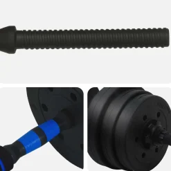 vidaXL 2-in-1 Halter-Barbell Set 20 kg Zwart en Blauw