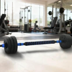 vidaXL 2-in-1 Halter-Barbell Set 20 kg Zwart en Blauw