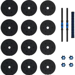 vidaXL 2-in-1 Halter-Barbell Set 20 kg Zwart en Blauw