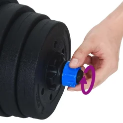vidaXL 2-in-1 Halter-Barbell Set 30 kg Zwart en Blauw