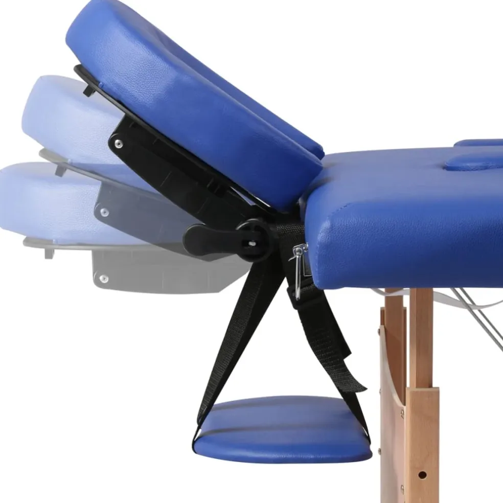 vidaXL Inklapbare massagetafel 3 zones met houten frame (blauw)