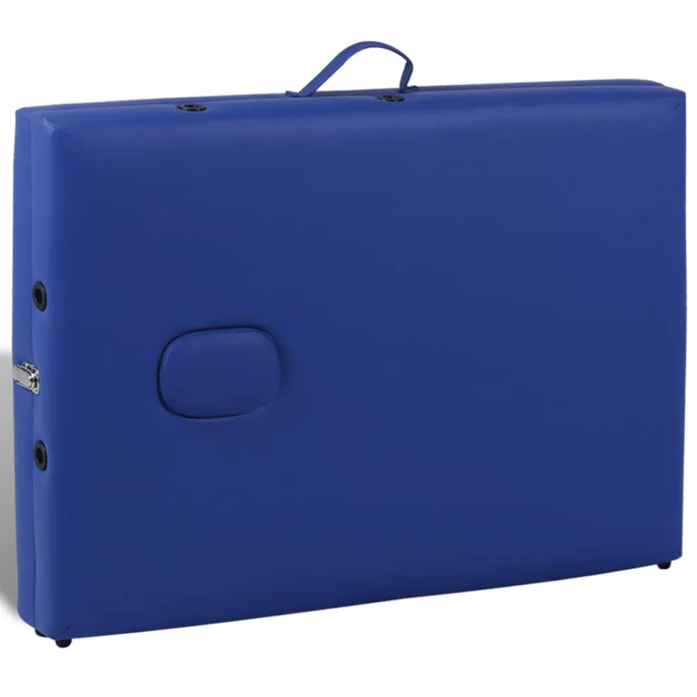 vidaXL Inklapbare massagetafel 3 zones met houten frame (blauw)