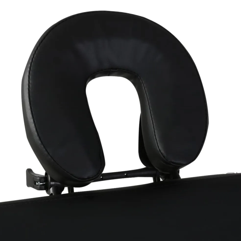 vidaXL Inklapbare massagetafel 2 zones met houten frame (zwart)