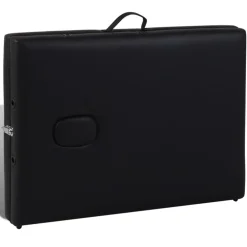 vidaXL Inklapbare massagetafel 2 zones met houten frame (zwart)