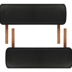vidaXL Inklapbare massagetafel 2 zones met houten frame (zwart)