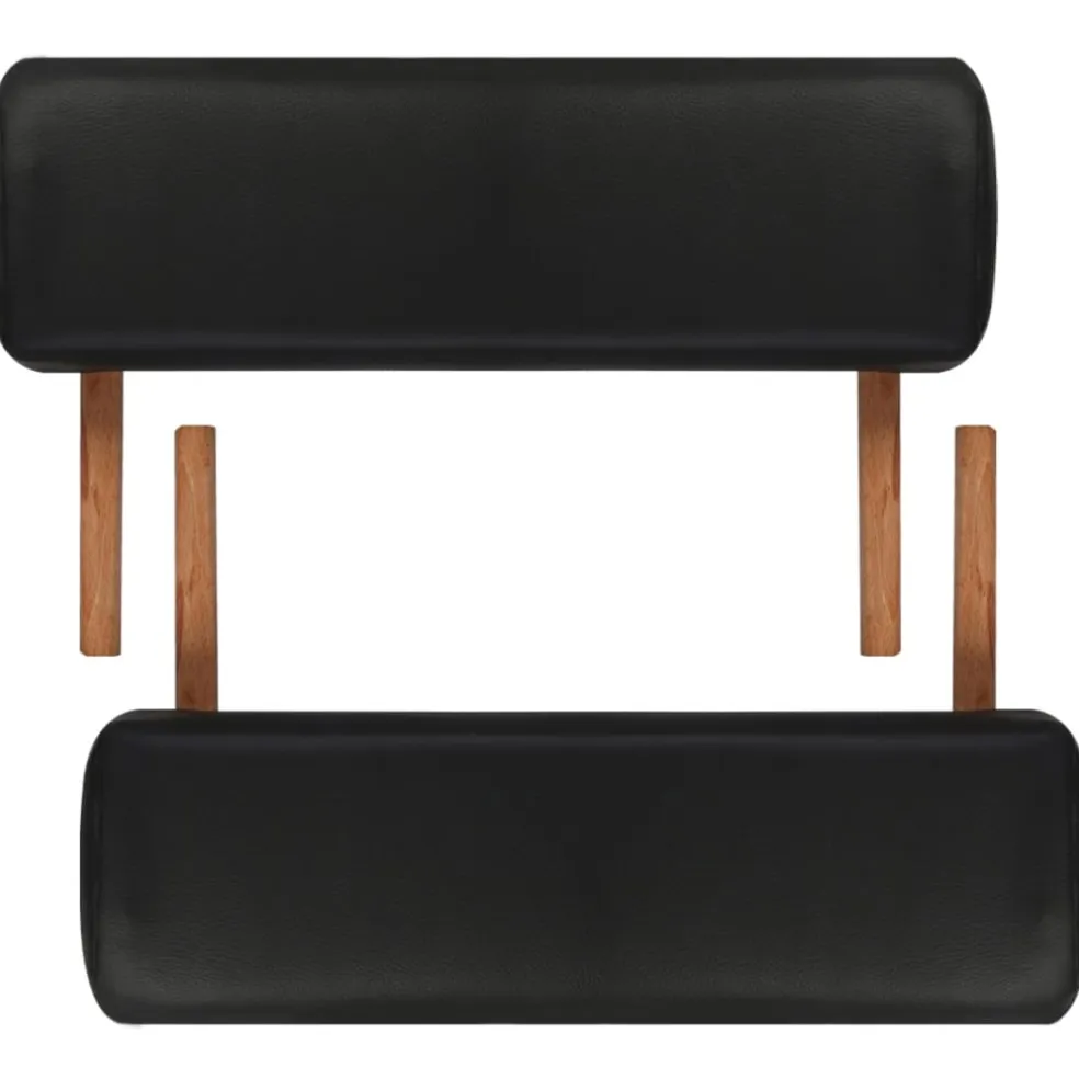 vidaXL Inklapbare massagetafel 2 zones met houten frame (zwart)