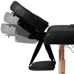 vidaXL Inklapbare massagetafel 2 zones met houten frame (zwart)