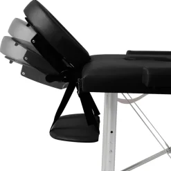 vidaXL Inklapbare massagetafel 3 zones met houten frame (zwart)
