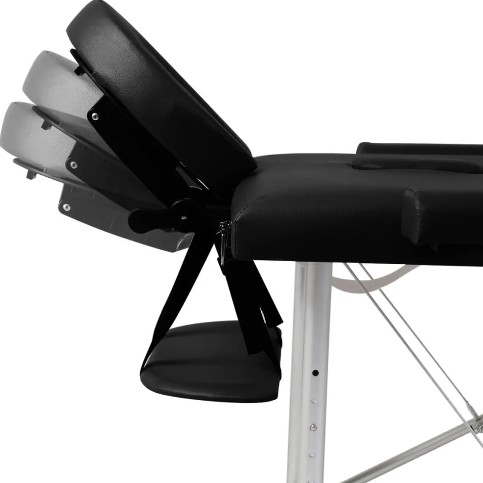 vidaXL Inklapbare massagetafel 3 zones met houten frame (zwart)