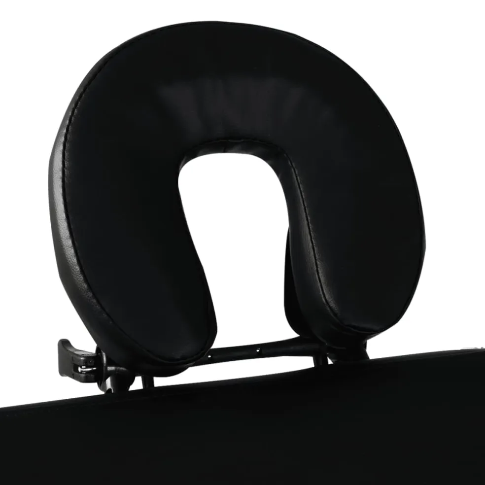 vidaXL Inklapbare massagetafel 3 zones met houten frame (zwart)