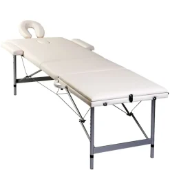 vidaXL Inklapbare massagetafel 3 zones met aluminium frame (creme)