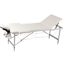vidaXL Inklapbare massagetafel 3 zones met aluminium frame (creme)