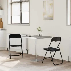 vidaXL Inklapbare stoel 2 st Fluweel Zwart 48 x 44 x 78 cm