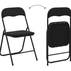 vidaXL Inklapbare stoel 2 st Fluweel Zwart 48 x 44 x 78 cm