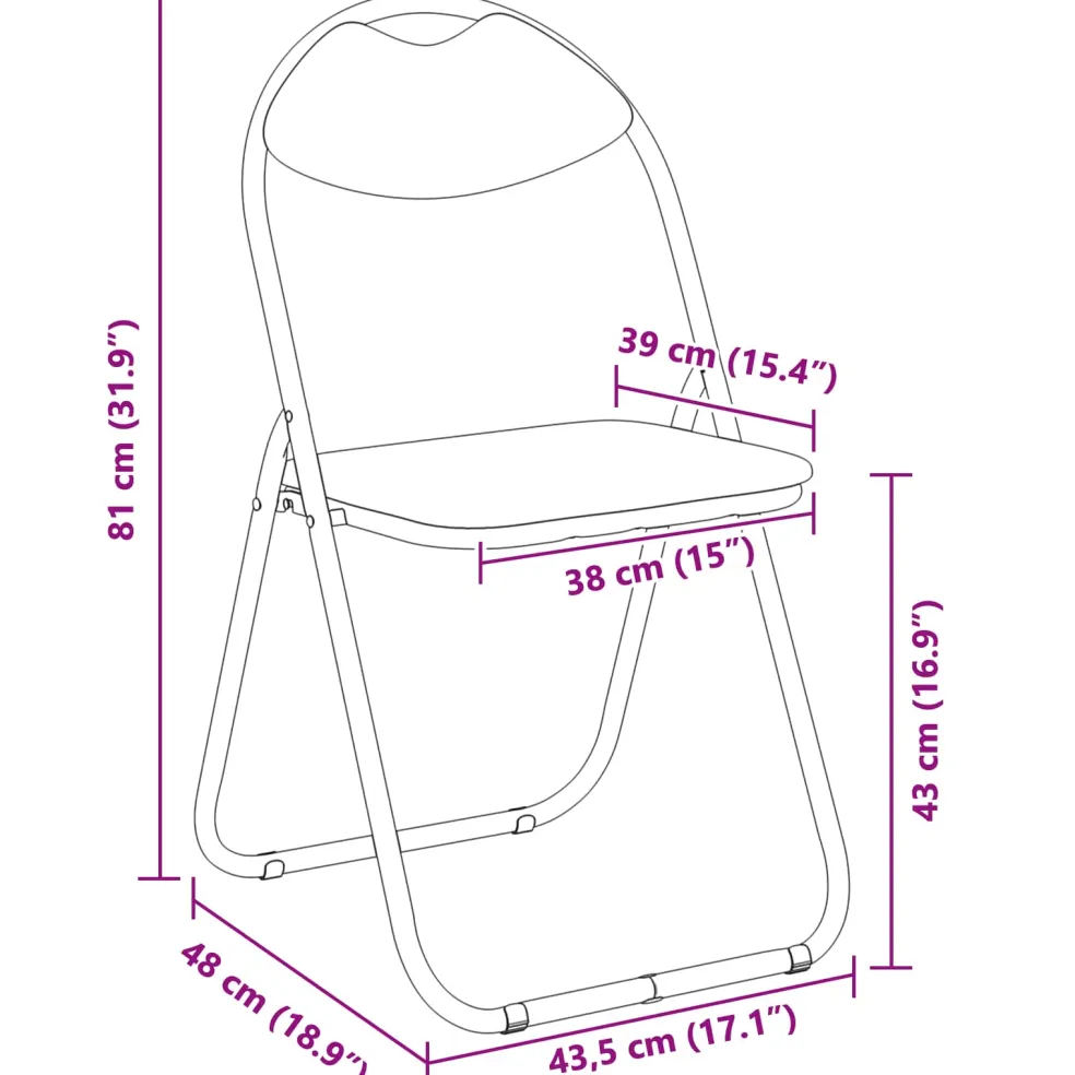 vidaXL Inklapbare stoel 2 st Nep Leer Wit 48 x 43,5 x 81 cm