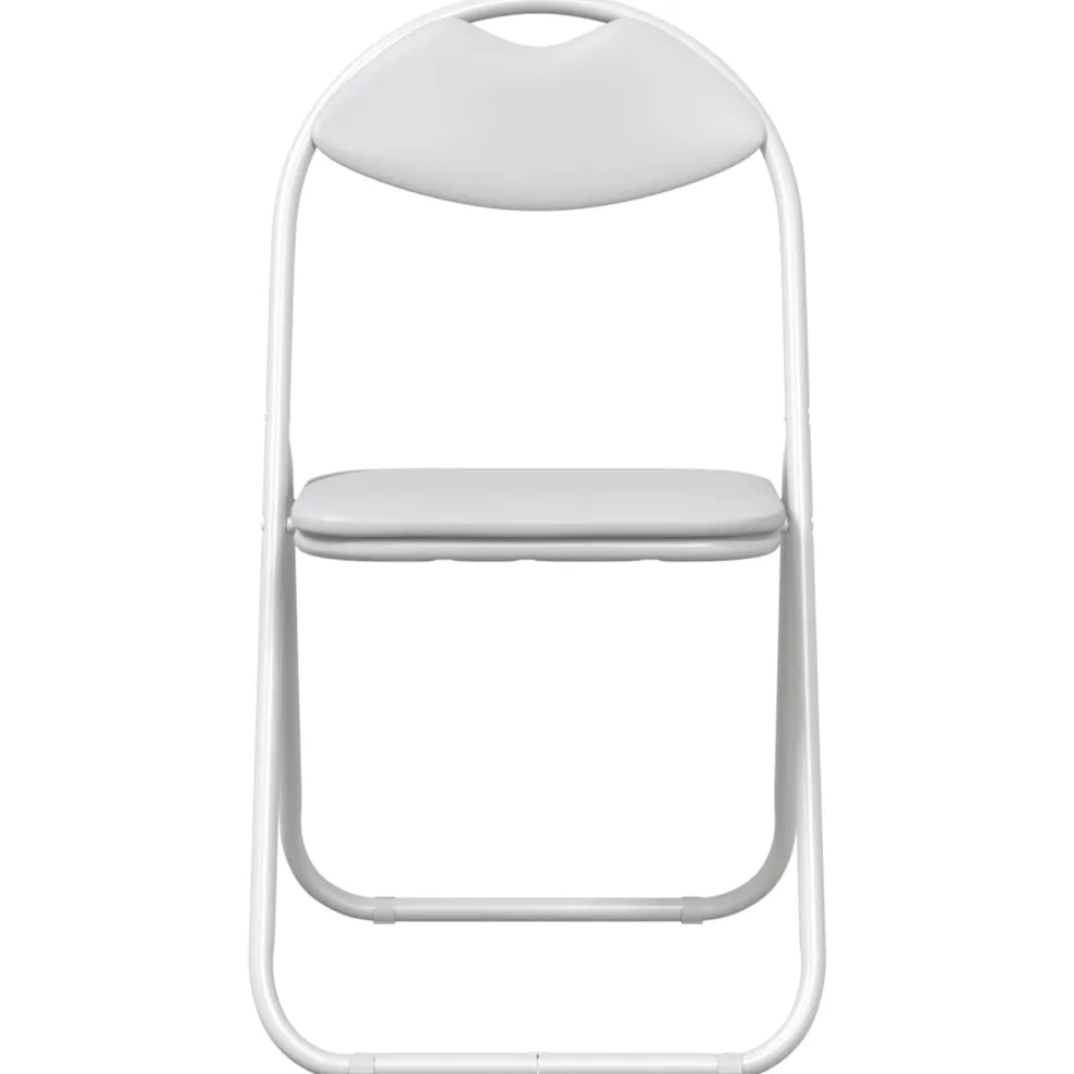 vidaXL Inklapbare stoel 2 st Nep Leer Wit 48 x 43,5 x 81 cm