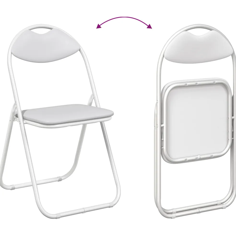 vidaXL Inklapbare stoel 2 st Nep Leer Wit 48 x 43,5 x 81 cm