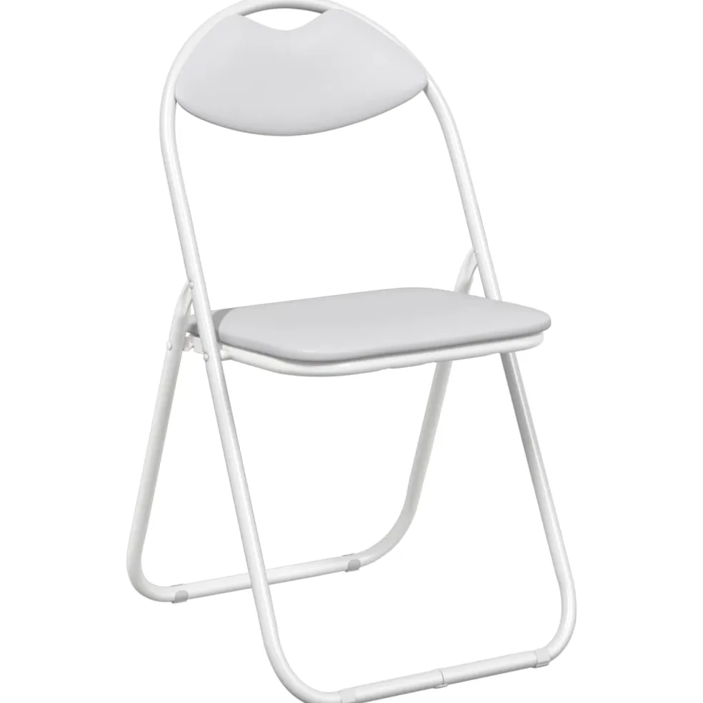 vidaXL Inklapbare stoel 2 st Nep Leer Wit 48 x 43,5 x 81 cm
