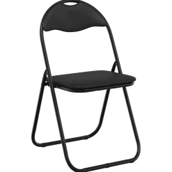vidaXL Inklapbare stoel 2 st Nep Leer Zwart 48 x 43,5 x 81 cm