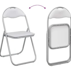 vidaXL Inklapbare stoel 2 st Nep Leer Wit en Grijs 48 x 43,5 x 81 cm