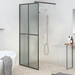vidaXL Inloopdouchescherm 80x195 cm donker gehard glas