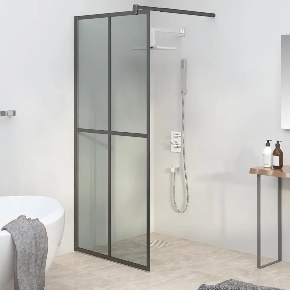 vidaXL Inloopdouchescherm 80x195 cm donker gehard glas