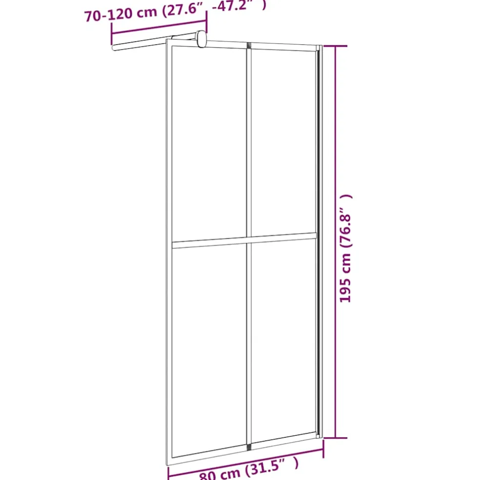vidaXL Inloopdouchescherm 80x195 cm donker gehard glas