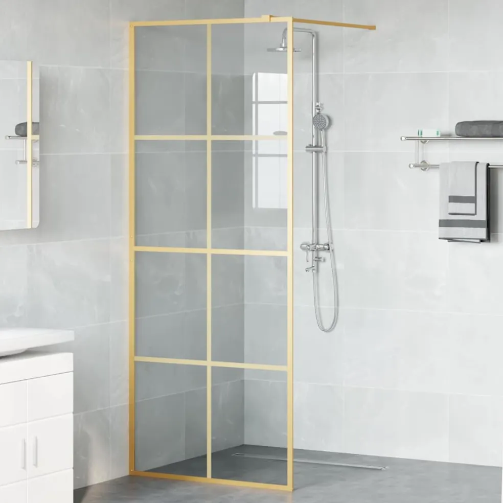 vidaXL Inloop Douche Wand Goud 80 x 195 cm gehard glas