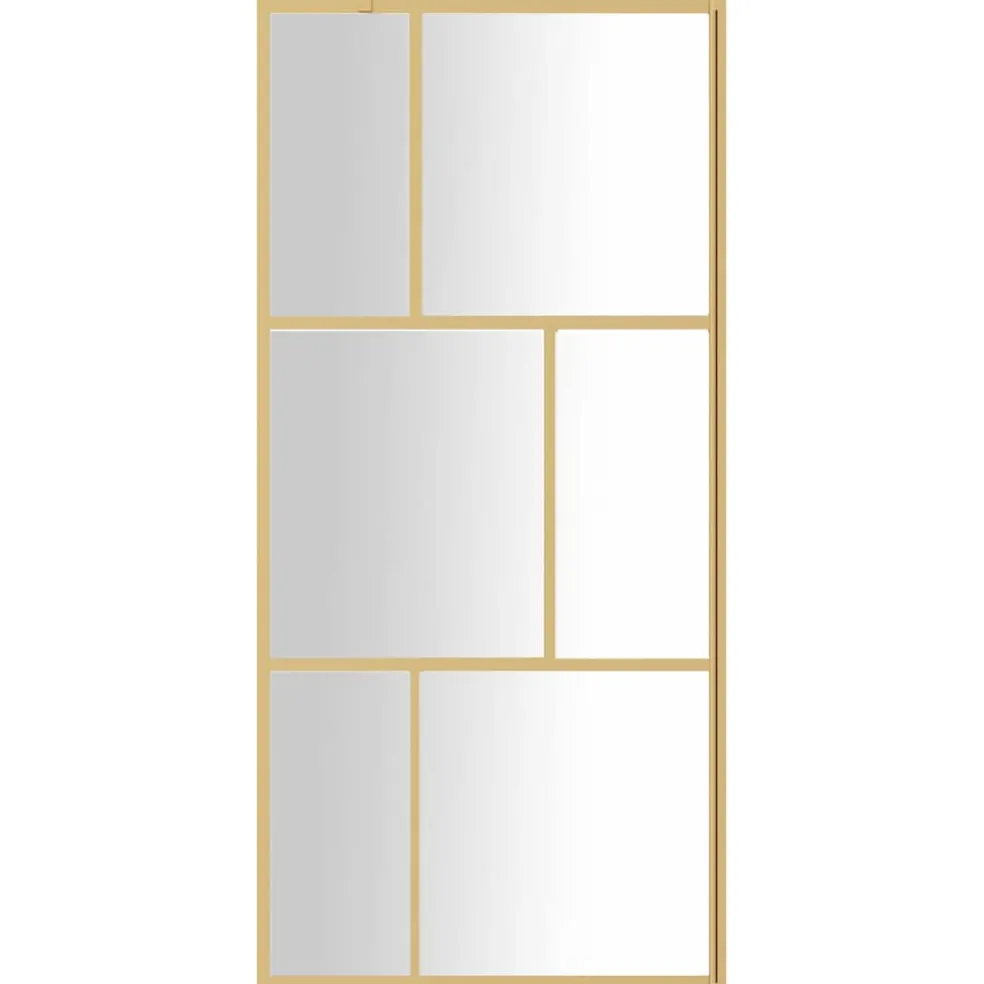 vidaXL Inloopdouchewand transparant 80x195 cm ESG-glas goudkleurig