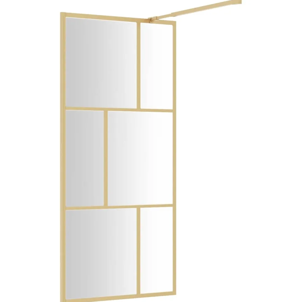vidaXL Inloopdouchewand transparant 80x195 cm ESG-glas goudkleurig