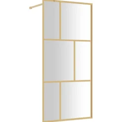 vidaXL Inloopdouchewand transparant 80x195 cm ESG-glas goudkleurig