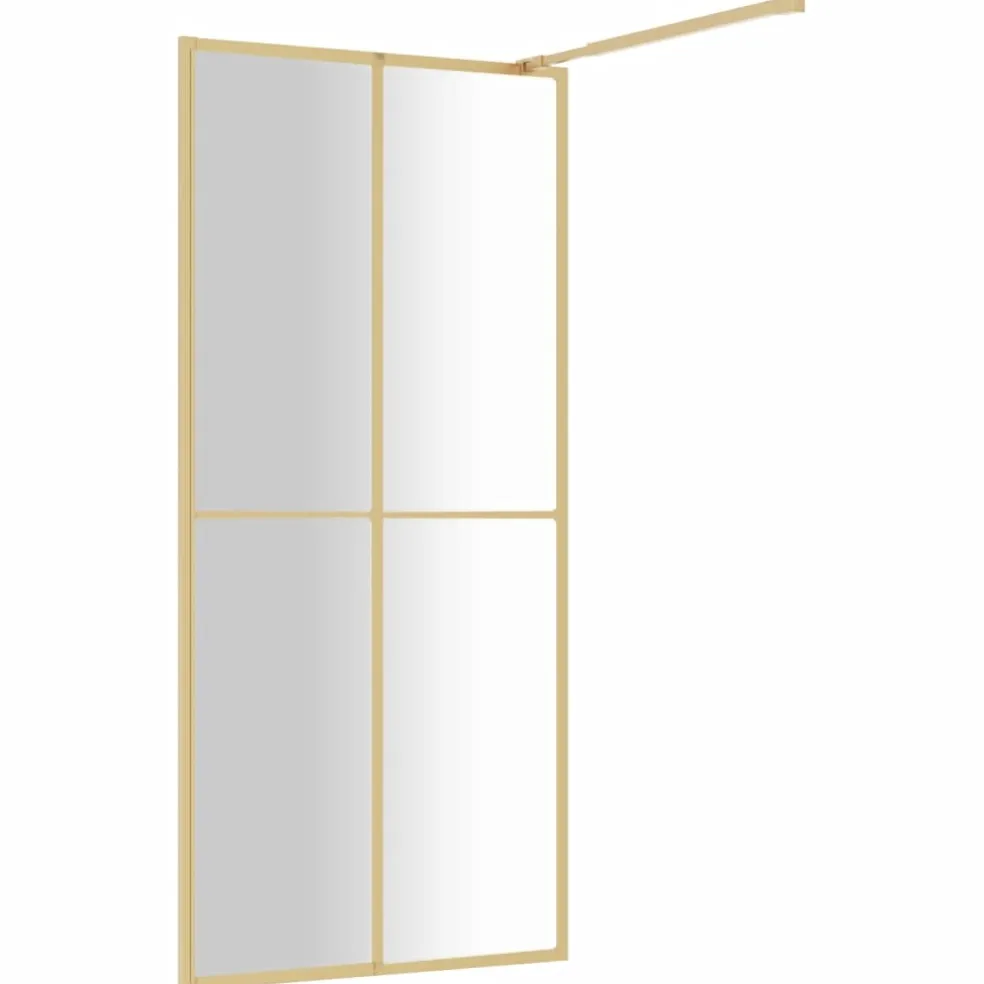 vidaXL Inloopdouchewand transparant 80x195 cm ESG-glas goudkleurig