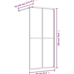 vidaXL Inloopdouchewand transparant 80x195 cm ESG-glas goudkleurig