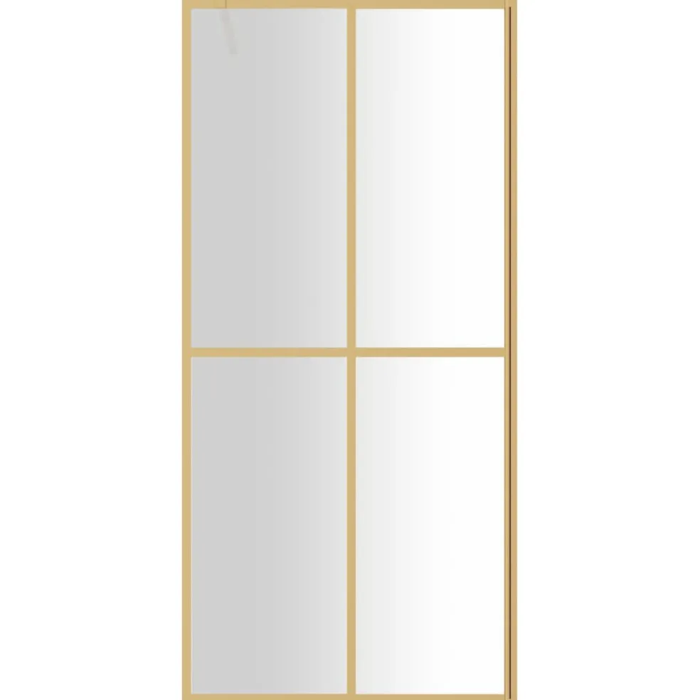 vidaXL Inloopdouchewand transparant 80x195 cm ESG-glas goudkleurig