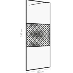 vidaXL Inloopdouchewand 80x195 cm mat ESG-glas zwart