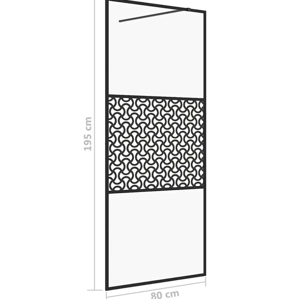 vidaXL Inloopdouchewand 80x195 cm mat ESG-glas zwart
