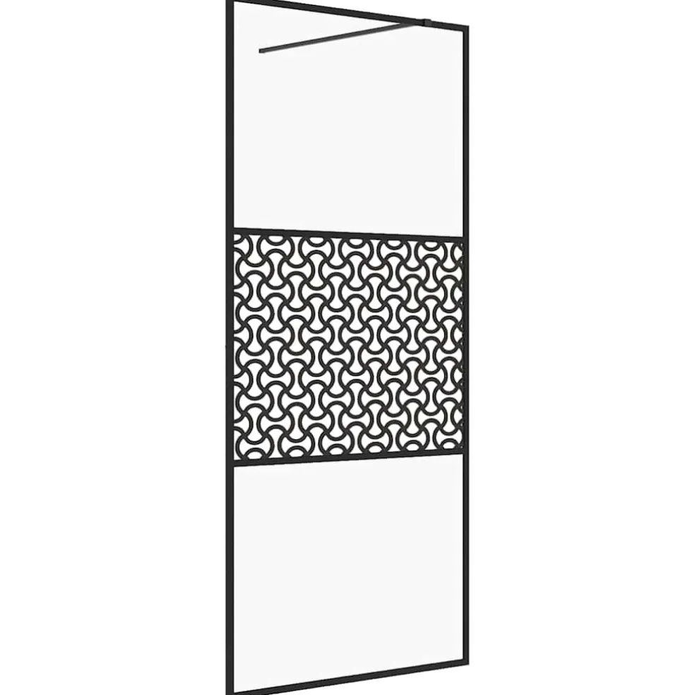 vidaXL Inloopdouchewand 80x195 cm mat ESG-glas zwart