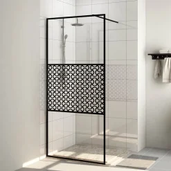 vidaXL Inloopdouchewand 80x195 cm mat ESG-glas zwart