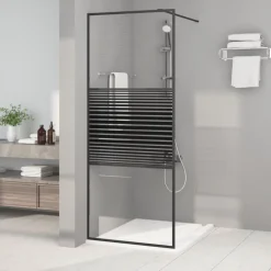 vidaXL Inloopdouchewand 80x195 cm transparant ESG-glas zwart