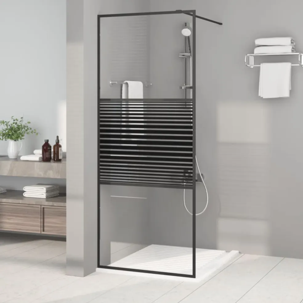 vidaXL Inloopdouchewand 80x195 cm transparant ESG-glas zwart