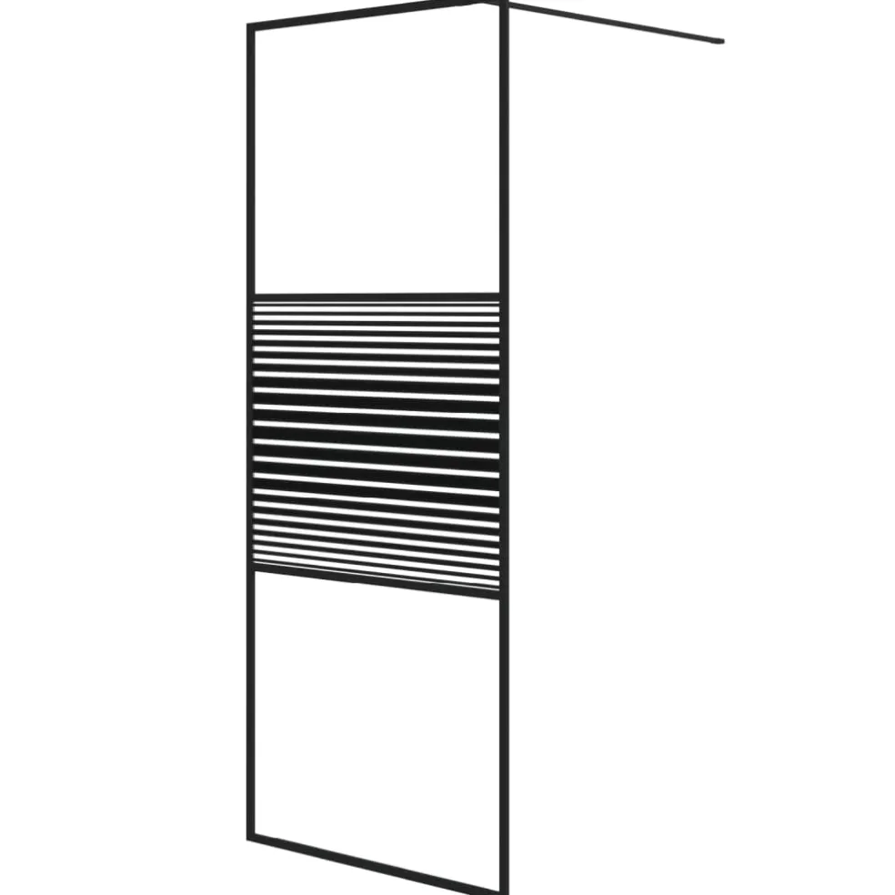 vidaXL Inloopdouchewand 80x195 cm transparant ESG-glas zwart