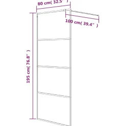 vidaXL Inloopdouchewand 80x195 cm transparant ESG-glas wit