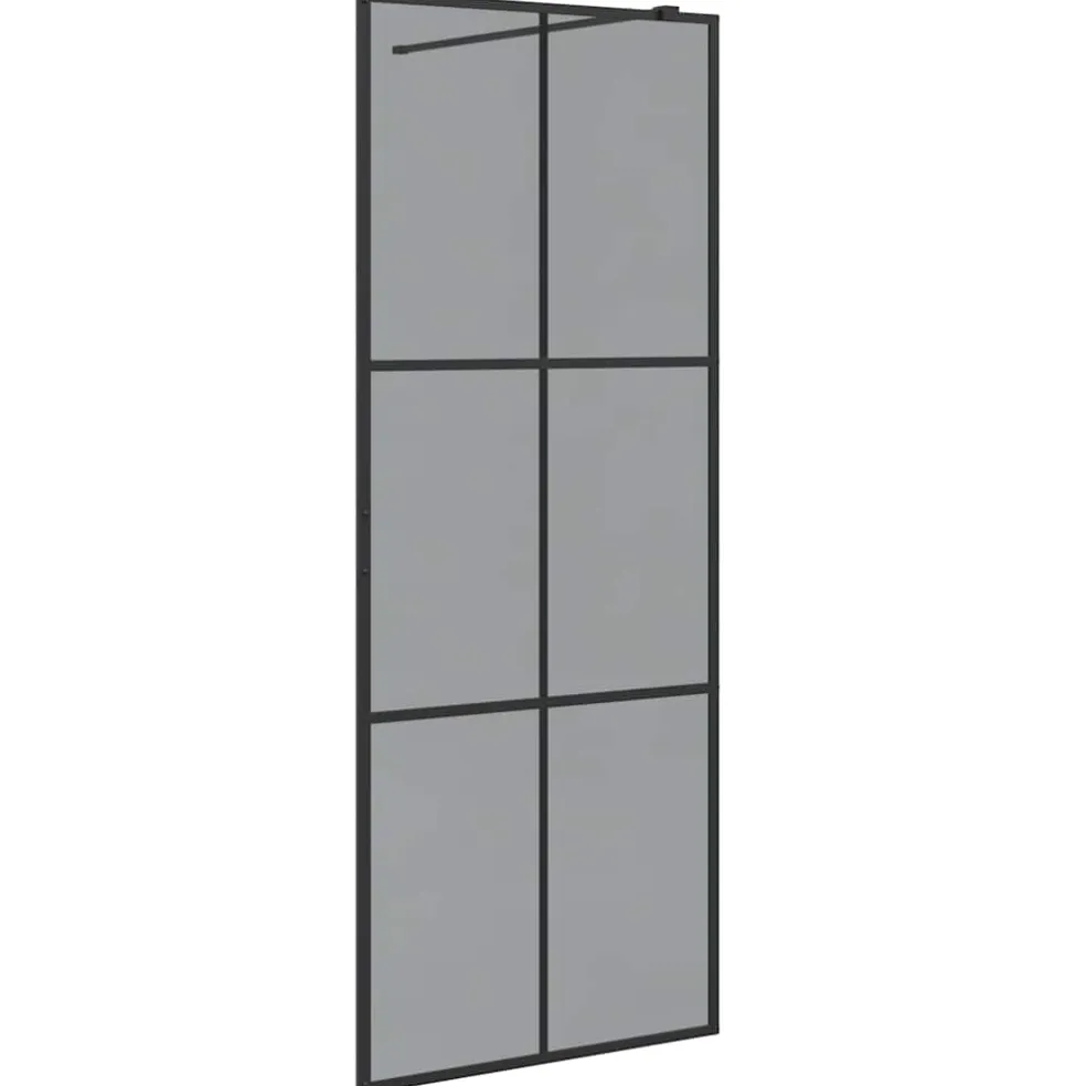 vidaXL Inloop Douche Wand Zwart 80 x 195 cm gehard glas