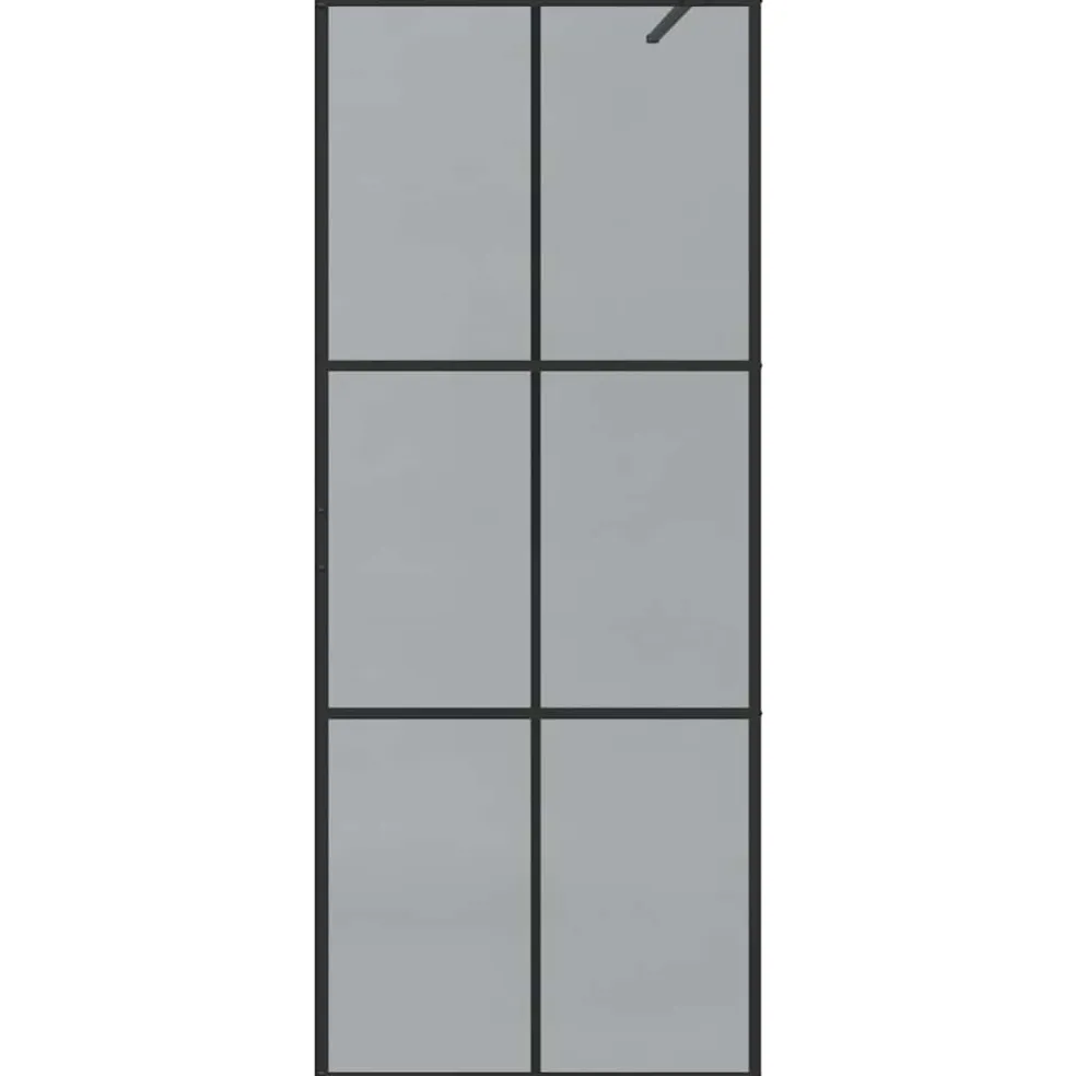vidaXL Inloop Douche Wand Zwart 80 x 195 cm gehard glas