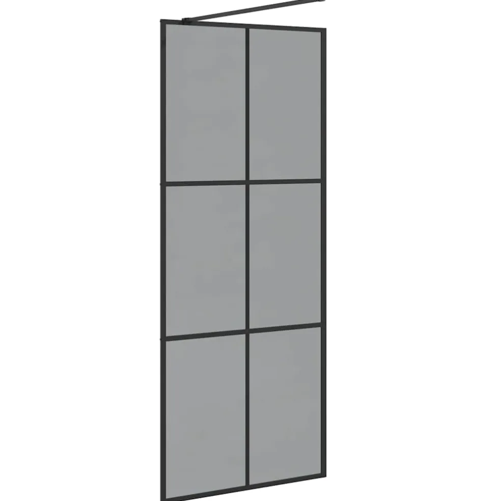 vidaXL Inloop Douche Wand Zwart 80 x 195 cm gehard glas