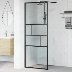 vidaXL Inloop Douche Wand Zwart 80 x 195 x 0,5 cm Glas en Aluminium