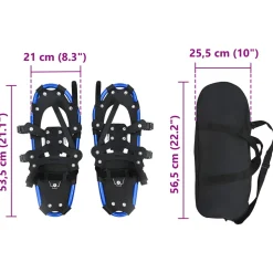 vidaXL 3 in 1 Sneeuwschoenen Blauw en Zwart 53,5 x 21 cm