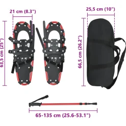 vidaXL 3 in 1 sneeuwschoenen met wandelschoenen Rood en Zwart