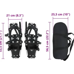 vidaXL 3 in 1 Sneeuwschoenen Zilver en Zwart 53,5 x 21 cm