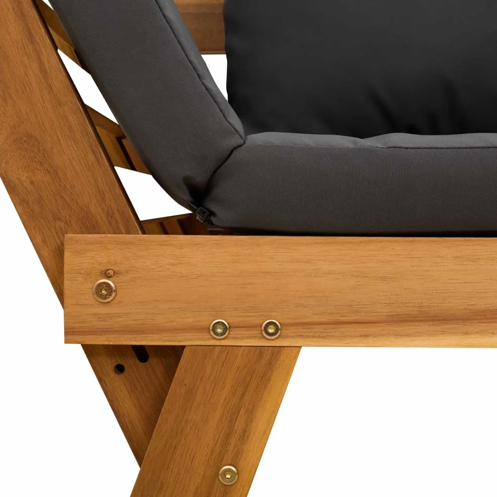 vidaXL 3-in-1 Tuinbank met Kussens Massief Acaciahout Donkergrijs